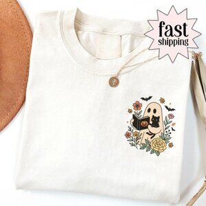 Reading Ghost Cat Halloween Shirt